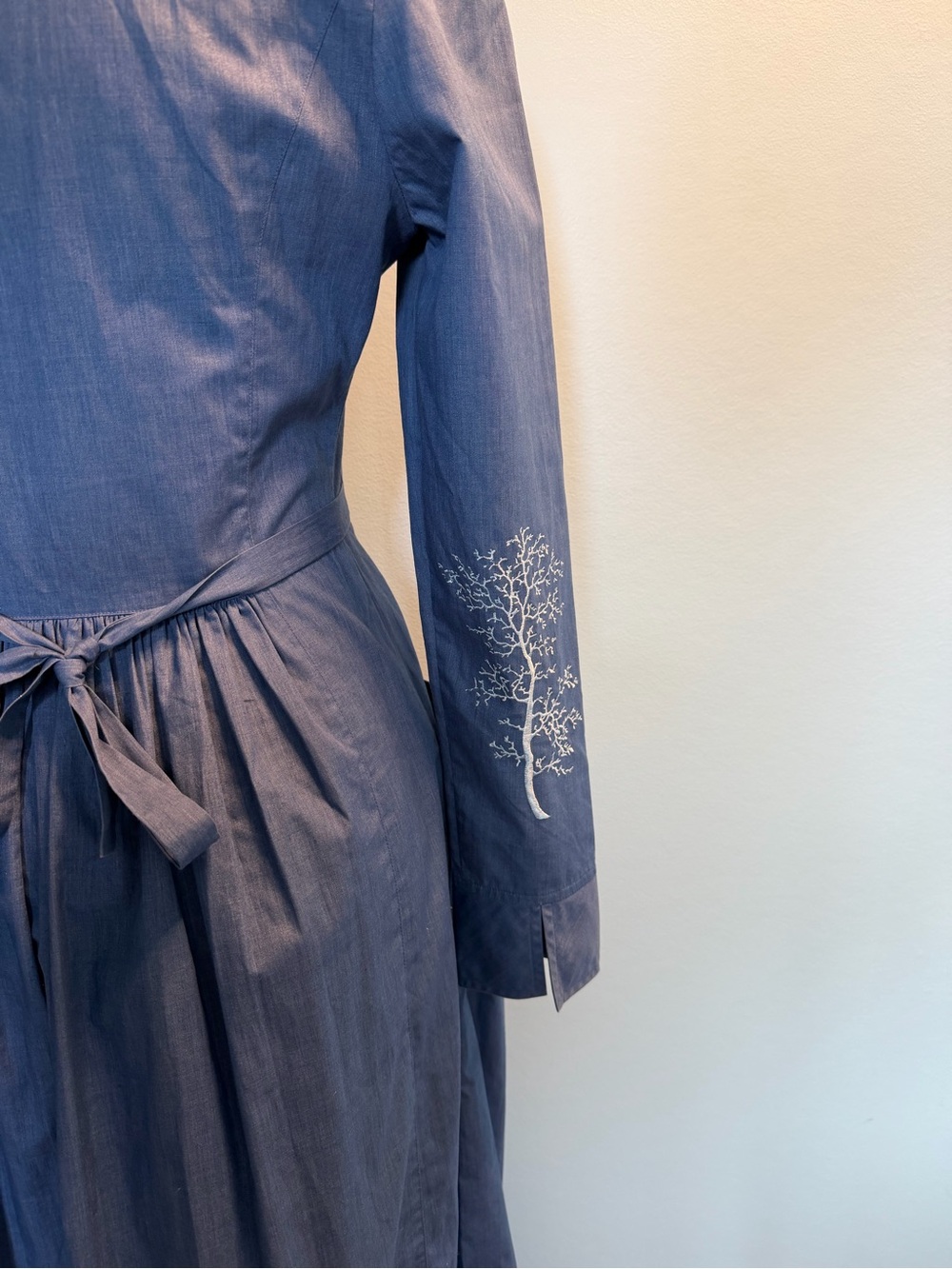 Classic Blue Maxi Ruffle Front Shirt Dress - Picture 8 of 14